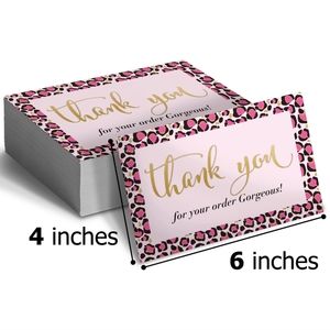 25 Pack Thank you Cards Pink Leopard Insert Cards 4X6